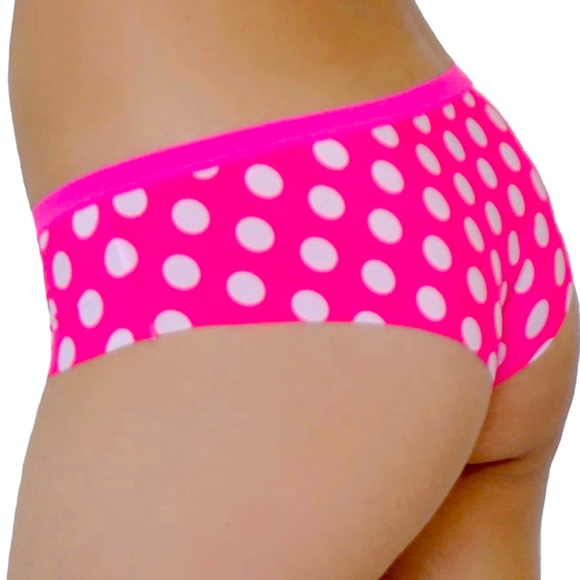 HIPHUGGER Seamless Stretchy Slinky Microfiber Pink Polka Dot Low Rise Bikini NEW - Picture 4 of 15